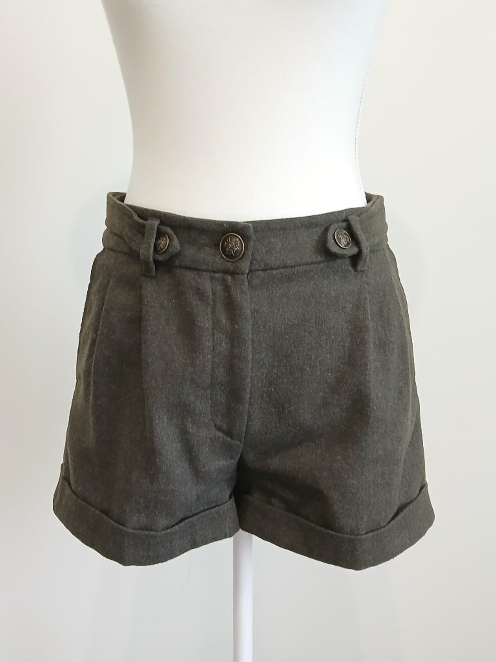 Sandro Tailored Wool Blend Cuffed High Waist Shorts Size FR 36/ US 4